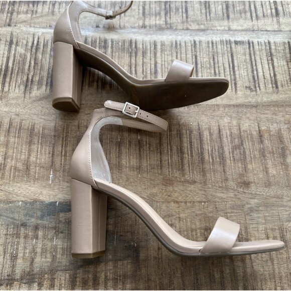 INC Lexini Block Heel Beige Ankle Strap Buckle Sandal Shoes Women's Size 8.5 - Picture 5 of 8